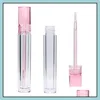 Packing Bottles Diy Lip Gloss Tubes Bottle Empty 7 8Ml Lipgloss Tube Round Transparent Packing Bottles With Wand Clear 3 Colors Drop Dhxik