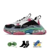 balenciaga Вы 2023 Sapatos casuais Papai 17FW Triple S Clear Bubble Bottom Sneakers Black Pink Neon Green Old Bege Amarelo Avô Menino Mulheres Chaussues Sapato