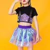 Completi di abbigliamento Set di vestiti per bambine Set di vestiti da cheerleader Hip Hop Costumi di danza jazz T-shirt a maniche corte Crop Top con gonna Street Wear