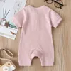 Rompers Summer Baby Boys Girls Jumpsuit Solid Clothes Toddler Girl Cotton Short Sleeve Romper J220922