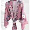 Kvinnors s￶mnkl￤der Bride Robe Lace Floral Dressing Gown for Women Satin Bridesmaid Dresses Wedding Kimono Dress A236D