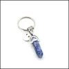 Keychains Lanyards DHS Charms Natural Stone Keychain Women Keyring Fashion Keyholder Boho Jewelry Car 8 Stryes Drop Delivery 2022 Dhafg