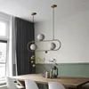 Lustres Style Industriel Anneau Led Lustre Art Swing Boucle Conception Nordique Verre Globe Restaurant Salon Cuisine Île Lampe