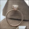 Trouwringen Trouwringen Oval Cut Solitaire Ring Rose Gold Den Crystal Stone Voor Vrouwen Party Cool Sieraden Cadeau Wholesaleweddingwe Dh6Eg