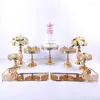 Festliga leveranser 11 st crystal metal cake stativet set akryl spegel cupcake dekorationer efterr￤tt pedestal br￶llop party visning bricka