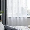 Rideau Blanc Brillant Ruban Étoile Tulle Fenêtre Pour Salon Moderne Sheer Chambre Cuisine Drapé Stores Personnalisé