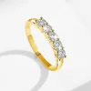 Cluster Rings 5 ​​Stone Trend Woman Ring 925 Sterling Silver Moissanite 1ct Brilliant Gold Plated Party Bankett Fine Jewelry Gift Female