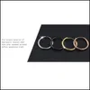 Hoop Huggie Trendy Sier Color Rose Gold Black Tone Stainless Steel Hoop Earrings Round Loop Earring For Women Drop Delivery 2022 Je Dhqs5