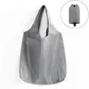 Shopping Bags 1pc Portable Reusable Bag Oxford Washed Solid Color Grocery Purse Foldable Waterproof Ripstop Shoulder Handbag