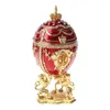 Sieradenzakken Rood Gold Crown Faberge-Egg-serie Handgeschilderde snuisterij Box Uniek cadeau voor Pasen Home Decor Collectible