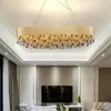 Kronleuchter Moderne Kristall-Kronleuchter für Esszimmer Oval Design Kücheninsel Hängende Cristal Lampe Gold Home Decor Led Glanz