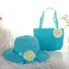 Berets Summer Elementary School Student Children Beach Hats Set Wide Brim Straw Hat Children's Holiday Travel Bags Gorras