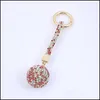 Keychains Lanyards Fantasie Strass Rhinestone Keychain Hoge kwaliteit leerriem kristallen ball auto charme hanger sleutelring voor vrouwen DHF8K