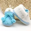 First Walkers Born Baby Boy Girl Cute Plus Cashmere Bownot Slippers Warm Cotton Wool Soft Bottom Shoes 0-18M