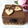 Jewelry Pouches Vinatge Style Square Wooden Ring Bearer Box Heart Pillow Lover Gift Adorned With Pieces Case