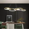 Kroonluchters zwart goud op afstand dimmen modern led kroonluchter licht aluminium 90-265V suspensielamp voor eetkamer bloem hangerhangend