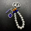 Keychains Greek Letter Society Sigma Gamma Rho Sororidade Jóia Poodle Pingente Pingente Chave de Pérola Branca Anel Chave