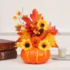 Kwiaty dekoracyjne sztuczne ozdoby dyni sosnowe szyszki jagodowe słonecznik Halloweenowy układ Propor do dekoracji stołowej
