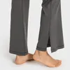 L-337 Yoga-Hose mit hohem Bund, geteilter Saum, ausgestellte Hose, lässige, bequeme, atmungsaktive Hose mit Tasche am hinteren Bund, nacktes Feeling-Oberteil