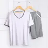 Men's Sleepwear Summer Men Casual Pajama Sets Soft Modal Suit Men's Shourt Sleeve V-neck Collar T Shirt & Half Pants Pijama