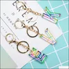 Schlüsselanhänger Lanyards Frauen Schlüsselanhänger 26 Acryl Regenbogen Wörter Handtasche Englisch Brief Schlüsselanhänger Charms Drop Lieferung 2022 Mode Zugang Dhxwa