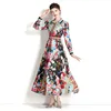 Boutique Lanter Sleeve Dress 2023 Spring Autumn Womens Printed Dress High-end Retro Trendy Lady Floral Dresses