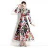 Boutique Lanter Sleeve Dress 2023 Spring Autumn Womens Printed Dress High-End Retro Trendy Lady Floral Dresses