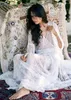 Sexy Summer Beach Lace Wedding Dress 2023 For Bride V-neck Slit Long Puffy Sleeves Boho Bridal Gowns Custom Made Vestidos De Noiva