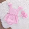 Rompers 2Pcs Fashion Newborn Baby Girls Sleeveless Pink Lace Floral Jumpsuit Playsuit Outfits Sunsuit J220922