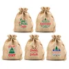 Geschenkwikkel Kerst jute Drawstring Tassen Candy Packing Sieraden Zakken Wedding Wikkelzakken Party Feestvoorraden