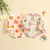 Strampler Herbst Neue Baby Mädchen Jungen Overall Runde Kragen Mit Langen Ärmeln Blumen Druck Baumwolle Neugeborenen Casual Kleidung J220922