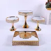 Bakeware Tools 3-8pcs Crystal Metal Cake Stand Set Acrylic Mirror Cupcake Decorations Dessert Pedestal Wedding Party Display Tray Tray