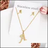 Oorbellen ketting 26 letters kettingen met oorbel roestvrij staal gouden choker initi￫le hanger ketting dames alfabetketens dhrcf