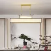 Pendant Lamps Chinese Style Chandelier Rectangular Simple Restaurant Bar Tea Room Desk All Copper Lamp