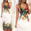 Vestidos casuais verão mulheres boho floral impresso moda feminina festa sem mangas noite