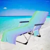 Stuhlhussen Mode gestreifte Mikrofaser Strandabdeckung Handtuch mit Tasche für Sommer Outdoor Garten Pool Sun Lunger Decke