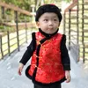 민족 의류 아기 소년 연도 어린이 어린이 Hanfu Tang Suit Red Emboidery Fleece Vest Tops Jackets 전통적인 동양 의상