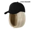 Gorras de béisbol Moda para mujer Gorra de béisbol y peluca Bobo Cabello corto con sombrero