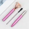 Glass Butterfly School Pen Metal Ballpoint Pen SPESS Black Writing Pennor för Student Rose Gold Stationery