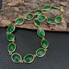 Choker y.ying Green Jade Halsband Oval Shape Facetted Bezel Set Women Jewelry Birthday Present