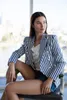 Abiti da donna Blazer shoploveandlabels Occasioni della regina Windsor BLAZER CON BOTTONI A RIGHE look da ufficio Giacca Manica in pelle Bottoni leone BS108