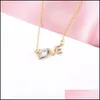 Pendant Necklaces 45Cm Classic Gold Color Crystals Love Letter Pendant Neckalce For Women Statement Short Design Necklaces Pendants Dhhzw