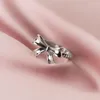 Wedding Rings Creative Cute Bow Knot Vintage Silver Color Adjustable Finger For Women Dainty Korean Jewelry Gifts