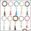 Keychains Lanyards Handgjorda str￤ckta Sile -p￤rlor Bangle Keychains Tassel Wristlet Armband Keyrings 10 Styles Drop Delivery 2022 F Dhosz