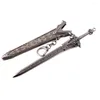 سلاسل المفاتيح Zheyi Vintage Lich King Sword نموذج القلادة القلادة للرجال الأولاد بندقية اللون الأسود الأسد علامة مفتاح الخاتم ذكر المجوهرات