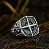 Fashion men's stainless steel ring punk Retro compass Cast Anchor ring jewelry