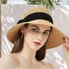 Berets Giolshon 2022 Fashion Women Straw Hat Spring en Summer Beach Outdoor Sunscreen Anti-ultraviolet Foldable Sun