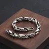 Katı 925 Sterling Gümüş Bağlantı Zinciri Bilezikler Twisted Halat Dokuları Antik Vintage Punk El Yapımı Moda Lüks Takı Aksesuarları Hediyeler