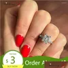 ウェディングリングウェディングリングVisisap 7mm Emereld Shape for Women Engagement Finger Ring Gifts Lover Girl Drop Jewelry B2816Wed Dhciw