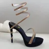 Rene Caovilla Sandals Designer Shoes smal Band Serpentine Winding Platform Heel Shoes 12,5 cm High Heeled Fashion Rom Sandal 35-43